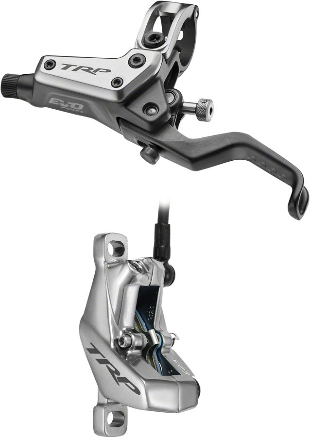 TRP EVO Pro HD-M9040 Disc Brake Lever - Left/Front Rear 1900mm Hose Post Mount 4-Piston Gray