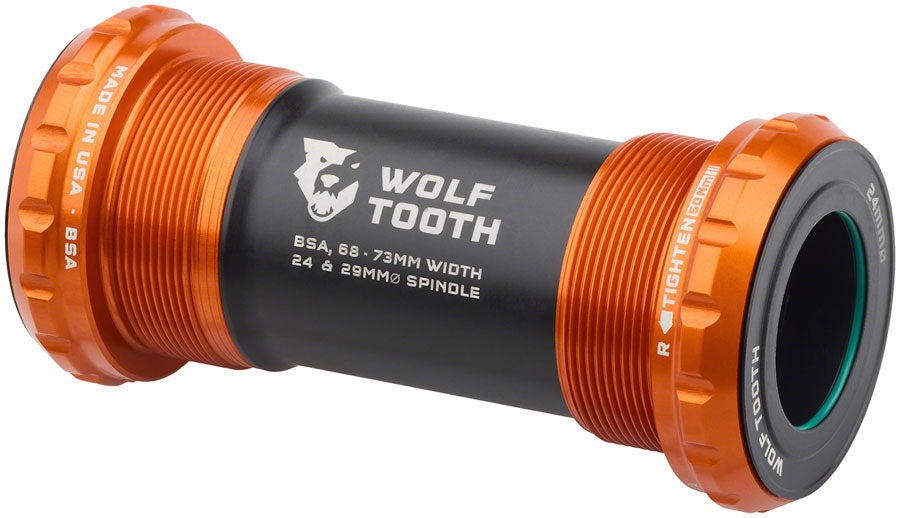 Wolf Tooth Bottom Bracket - English (BSA) 68/73mm For 24mm Spindle Orange