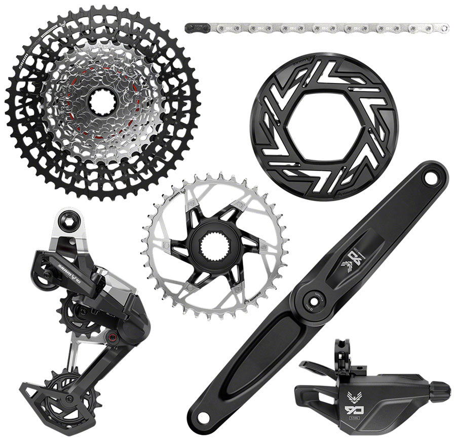 SRAM Eagle 90 Ebike Groupset - 165mm Bosch 36T Clip-on Guard Chain XS-1275 10-52t Single Click Shifter Rear Derailleur