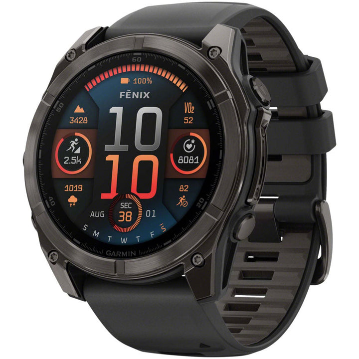 Garmin fenix 8 Smartwatch - 51mm AMOLED Sapphire Carbon Gray DLC Titanium BLK/Pebble Gray Silicone
