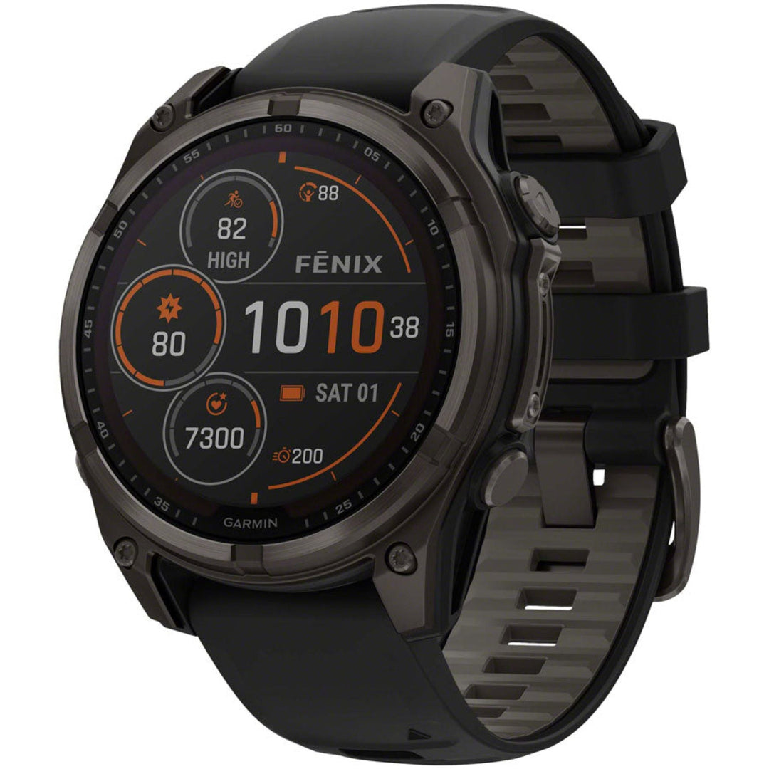 Garmin fenix 8 Smartwatch - 47mm Solar Sapphire Carbon Gray DLC Titanium BLK/Pebble Gray Silicone
