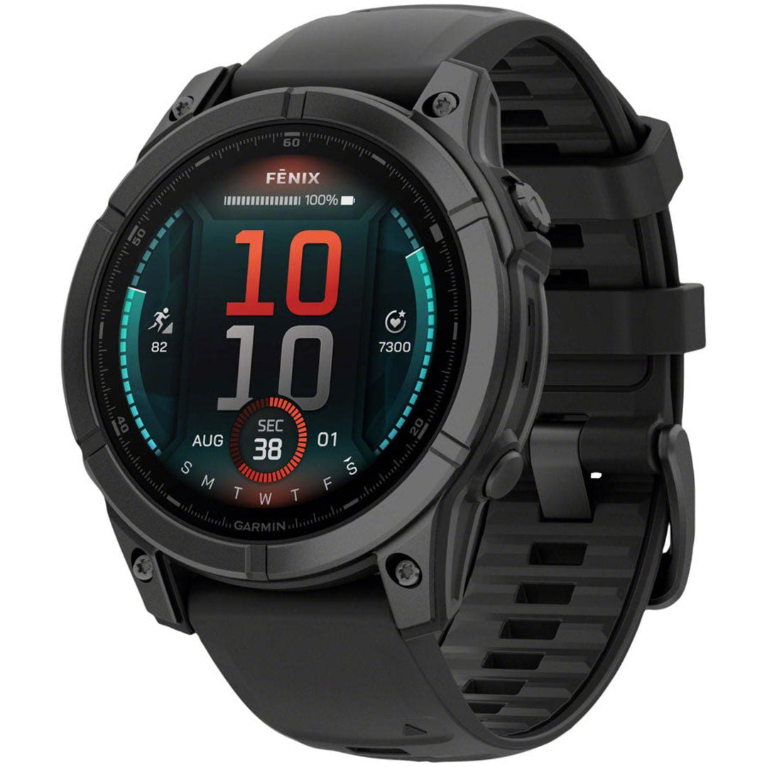 Garmin fenix E Smartwatch - 47mm AMOLED Slate Gray Steel BLK Silicone Band