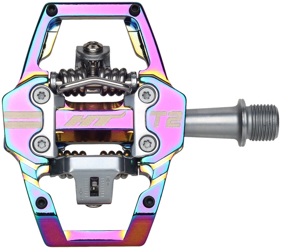 HT Components T2 Pedals - Dual Sided Clipless Platform Aluminum 9/16" Oil Slick