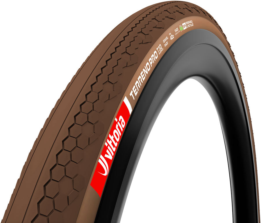 Vittoria Terreno Pro T10 Hardpack Tire - 700 x 40 Tubeless Folding BLK/Brown Eco Gravel Race