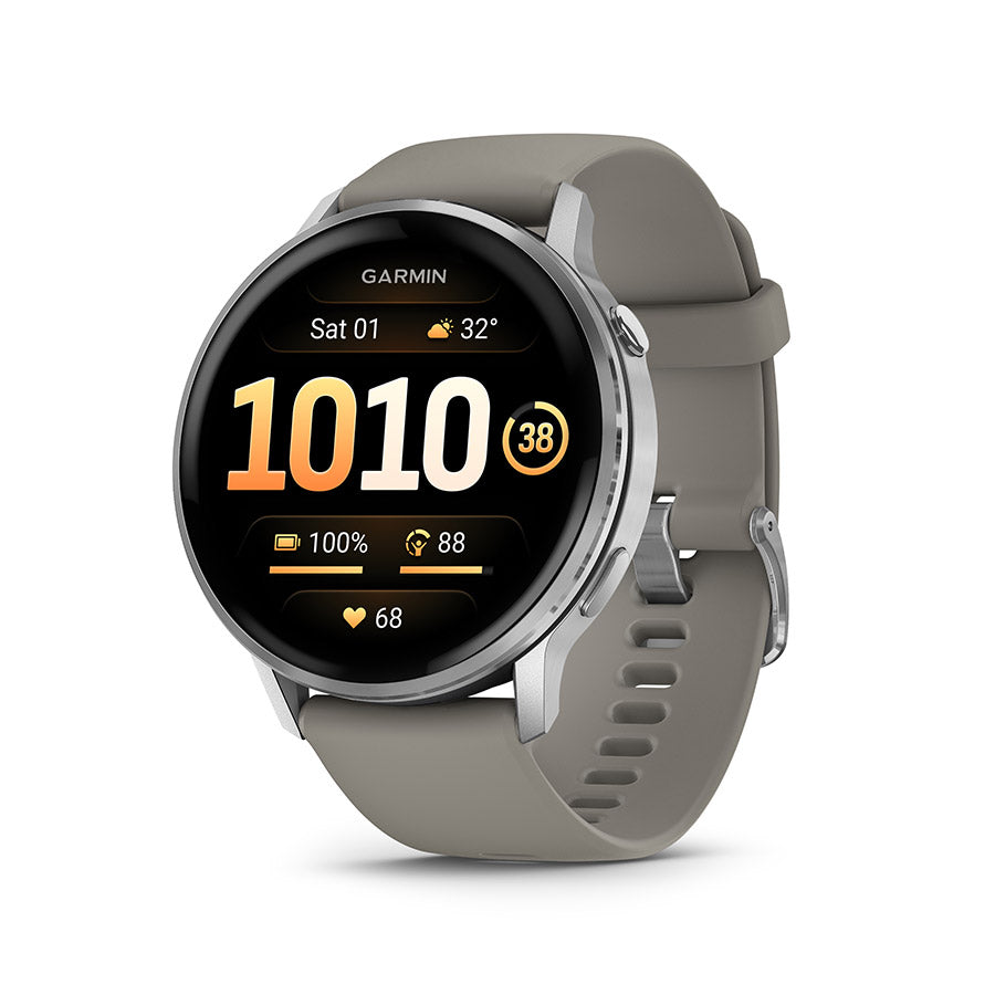 Garmin Venu 4 45mm Watch Watch Color: Silver Wristband: Silver Gray - Silicone