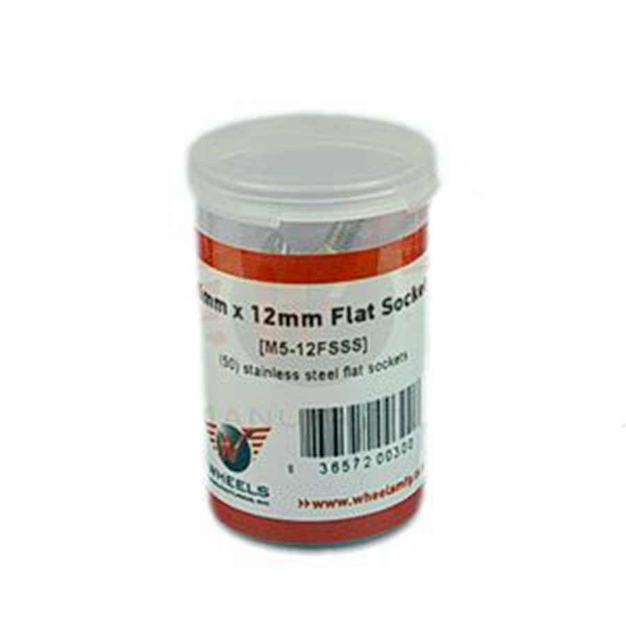 Wheels Manufacturing Stainless Steel M5 Flat Head Cap Screw 12mm 50pcs