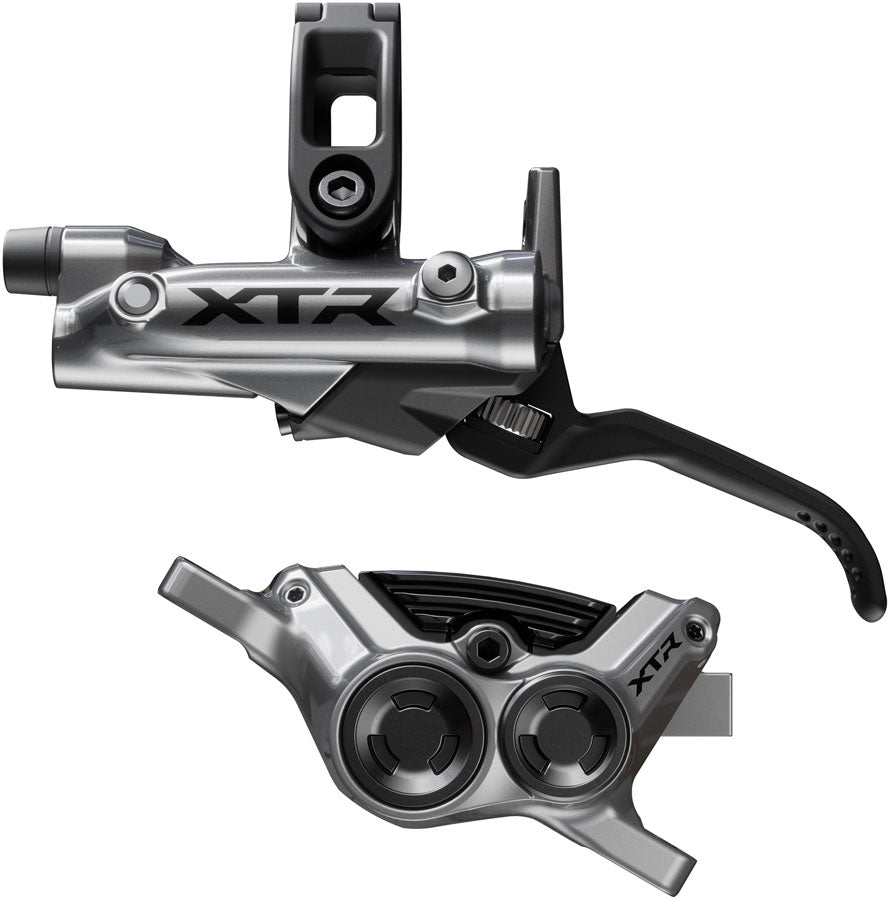 Shimano XTR M9220 Enduro Disc Brake Lever - Left/Front Post Mount 4-Piston Caliper SM-BH90-SBM Hose Finned Metal Pads Gray