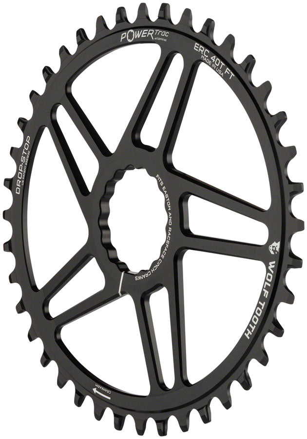 Wolf Tooth Elliptical Direct Mount Chainring - 40t RaceFace/EastonCINCH Direct Mount 3mm Offset Drop-Stop B Flattop Compatible BLK
