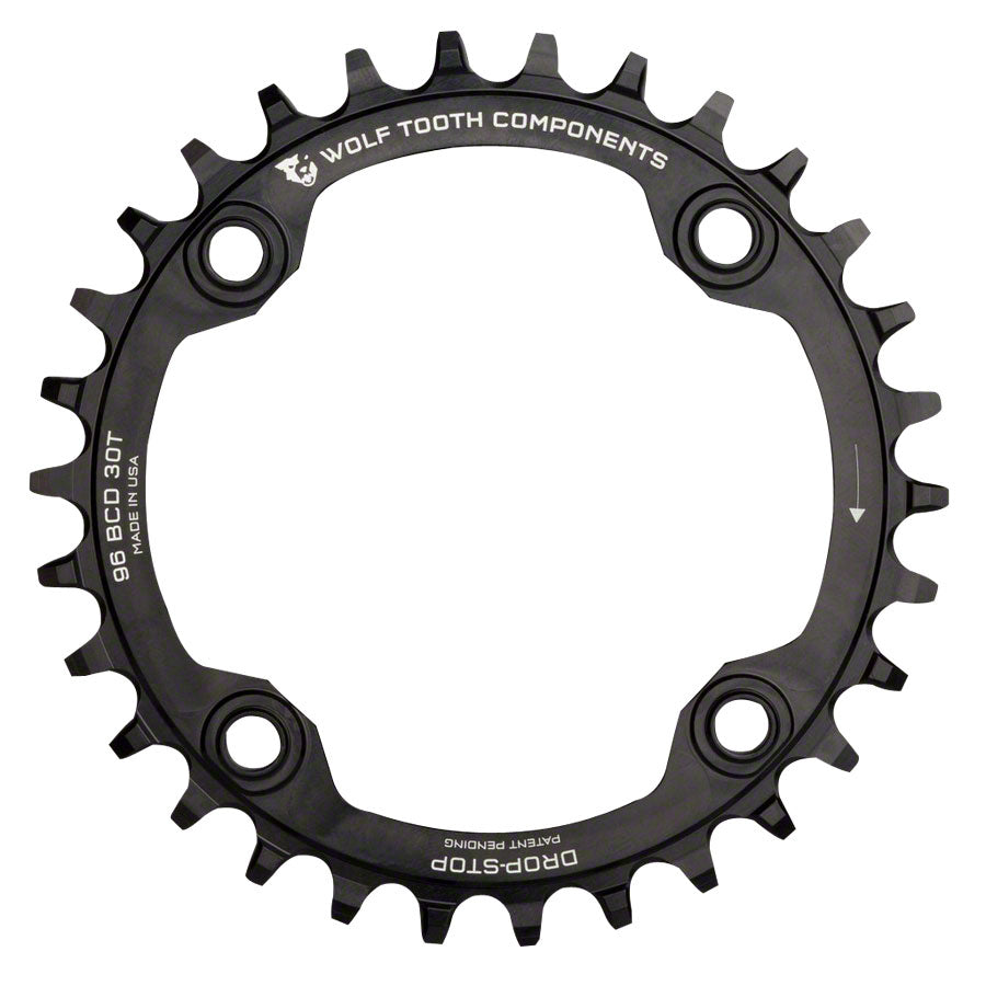 Wolf Tooth 96 Symmetrical BCD Chainring - 32t 96 BCD 4-Bolt Drop-Stop A For Shimano Cranks BLK