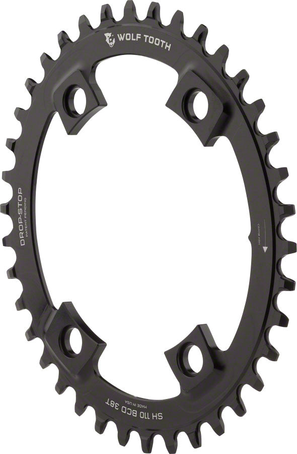 Wolf Tooth Elliptical Shimano 110 Asymmetric BCD Chainring - 42t 110 Asymmetric BCD 4-Bolt Drop-Stop B For Shimano Cranks BLK