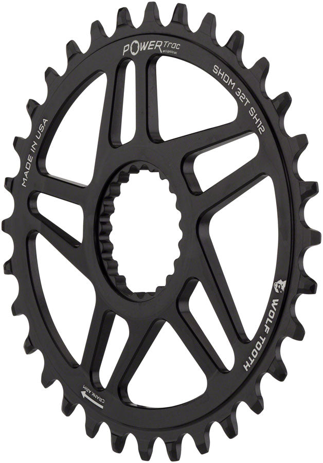 Wolf Tooth Elliptical Direct Mount Chainring - 34t Shimano DM Boost 3mm Offset Drop-Stop ST Requires 12-Speed HG+ Chain BLK