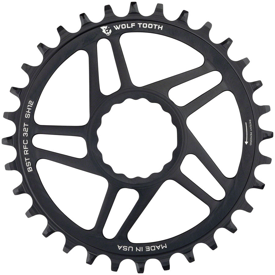 Wolf Tooth Direct Mount Chainring - 34t RaceFace CINCH Direct Mount Boost 3mm Offset Drop-Stop ST Requires 12-Speed HG+ Chain BLK