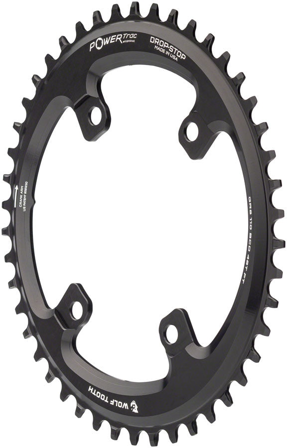 Wolf Tooth Elliptical Shimano 110 Asymmetric BCD Chainring - 46t 110 Asymmetric BCD 4-Bolt Drop-Stop B For Shimano GRX Cranks BLK