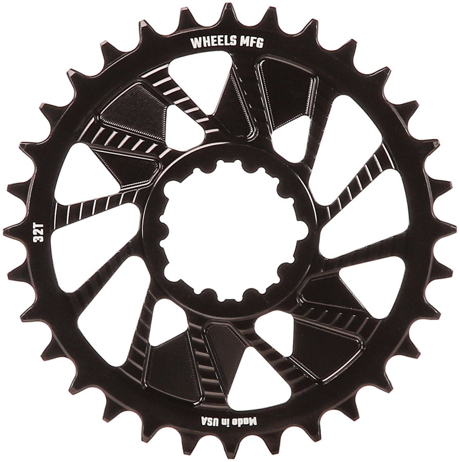 Wheels Manufacturing Direct Mount Chainring - 32t SRAM 3-Bolt Direct Mount 3mm Offset Compatible Hyperglide+ Chain BLK