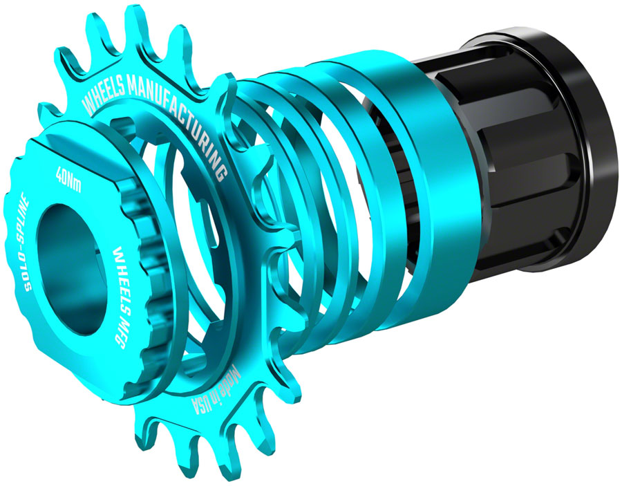 Wheels Manufacturing SOLO-SPLINE Micro Spline Single Speed Conversion Kit - 18t For Shimano Micro Spline Hub Bodies Teal