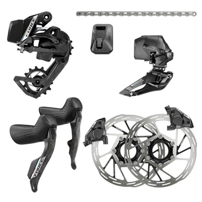 SRAM Force eTap AXS Road Groupset - 2x12-Speed HRD Shift/Brake Levers FM Calipers CL Rotors Chain F/R Derailleurs E1