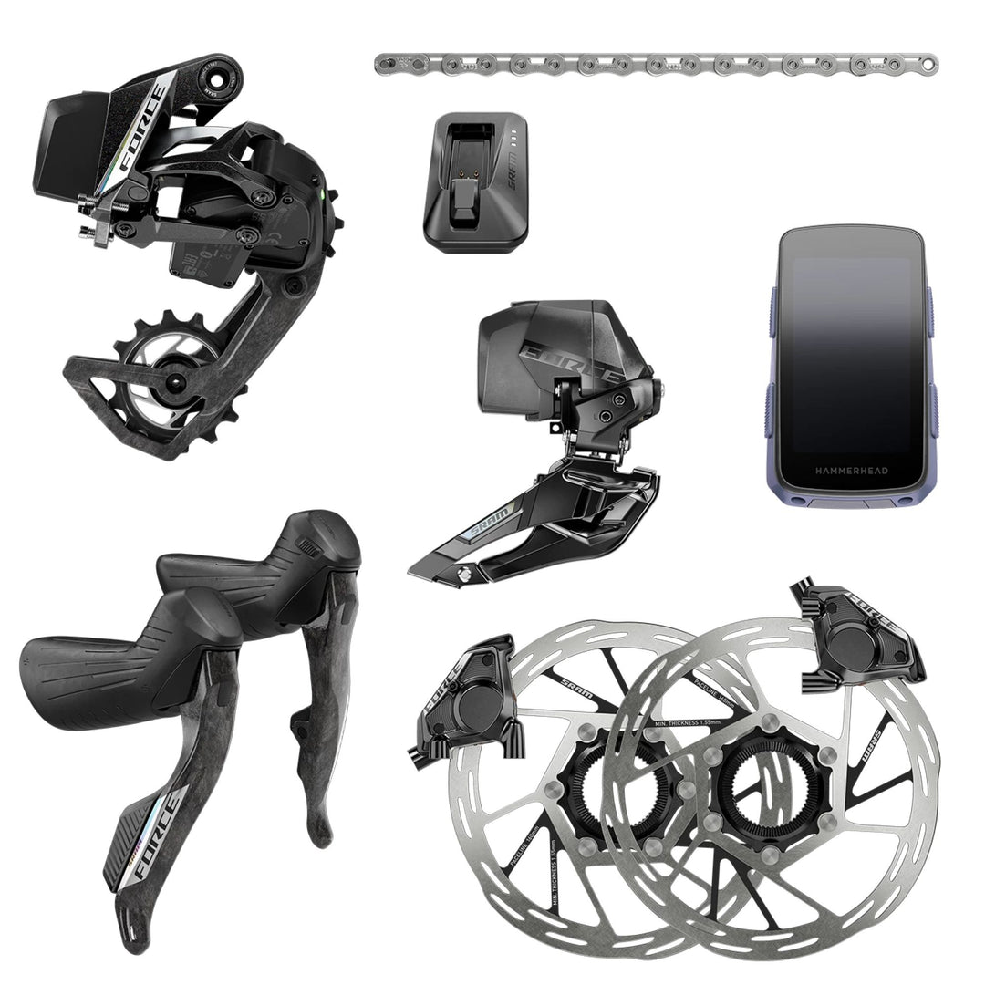 SRAM Force eTap AXS Road Groupset - 2x12-Speed HRD Shift/Brake Levers FM Calipers CL Rotors Chain F/R Derailleurs E1