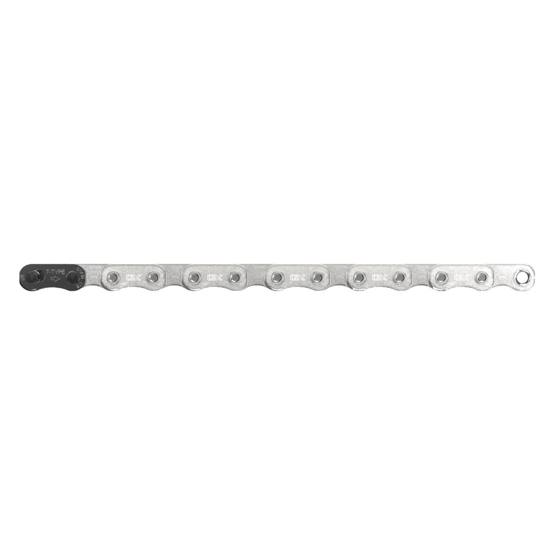 SRAM GX Eagle T-Type Flattop Chain - 12-Speed 126 Links Hollow Pin Includes PowerLock Connector Silver