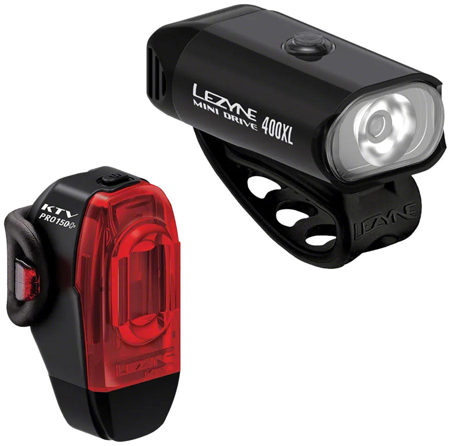Lezyne Mini Drive 400XL/KTV Drive Pro+ Headlight/Taillight Set -  Black