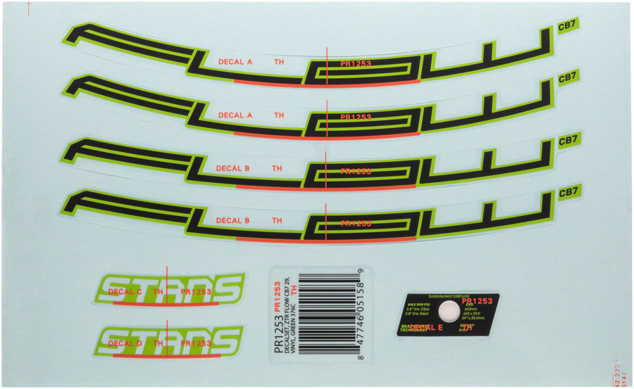 Stan's Flow CB7 Rim Decal - 29" Green Set