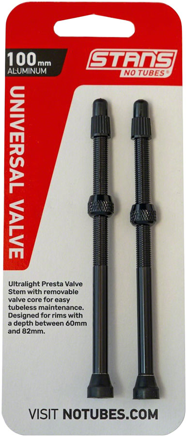 Stan's Alloy Valve Stems - 100mm Pair Black