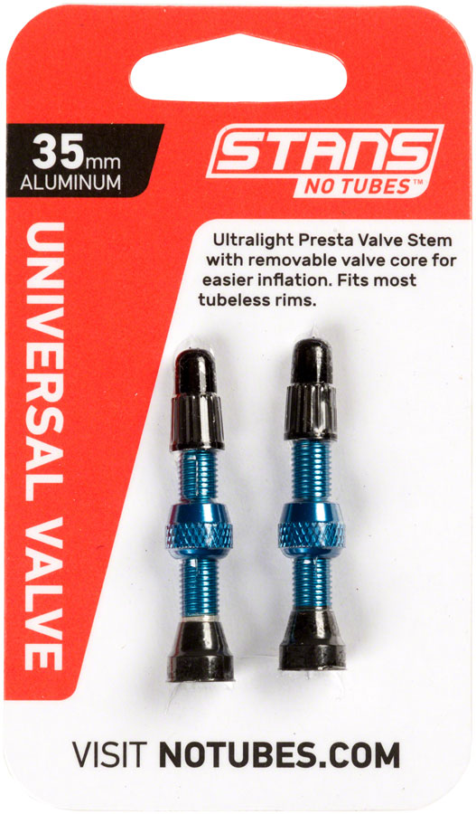 Stan's Alloy Valve Stems - 35mm Pair Blue