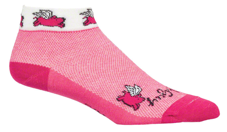 SockGuy Classic Flying Pigs Socks - 1" Pink Women's Small/Medium