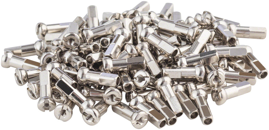 DT Swiss Pro Head Brass Nipples: 2.34 x 14mm Silver Box of 100