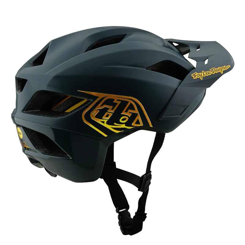 Troy Lee Designs Youth Flowline Helmet w/ MIPS - Gray/Gold