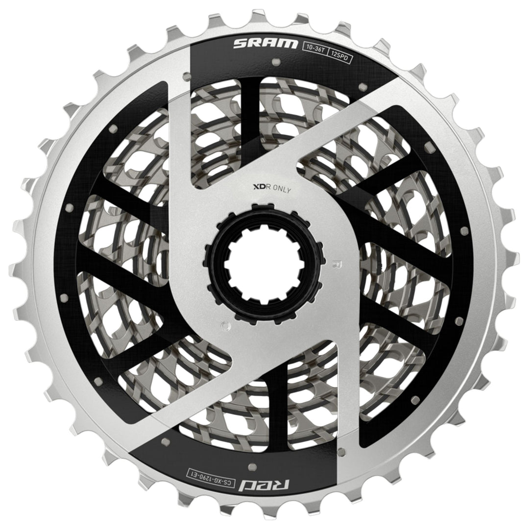 SRAM RED XG-1290 Cassette - 12-Speed 10-33t For XDR Driver Body Silver E1