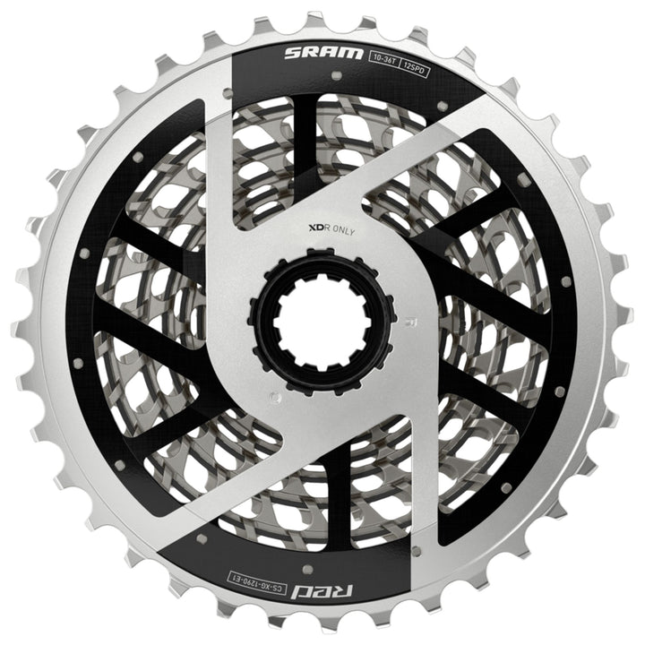SRAM RED XG-1290 Cassette - 12-Speed 10-33t For XDR Driver Body Silver E1
