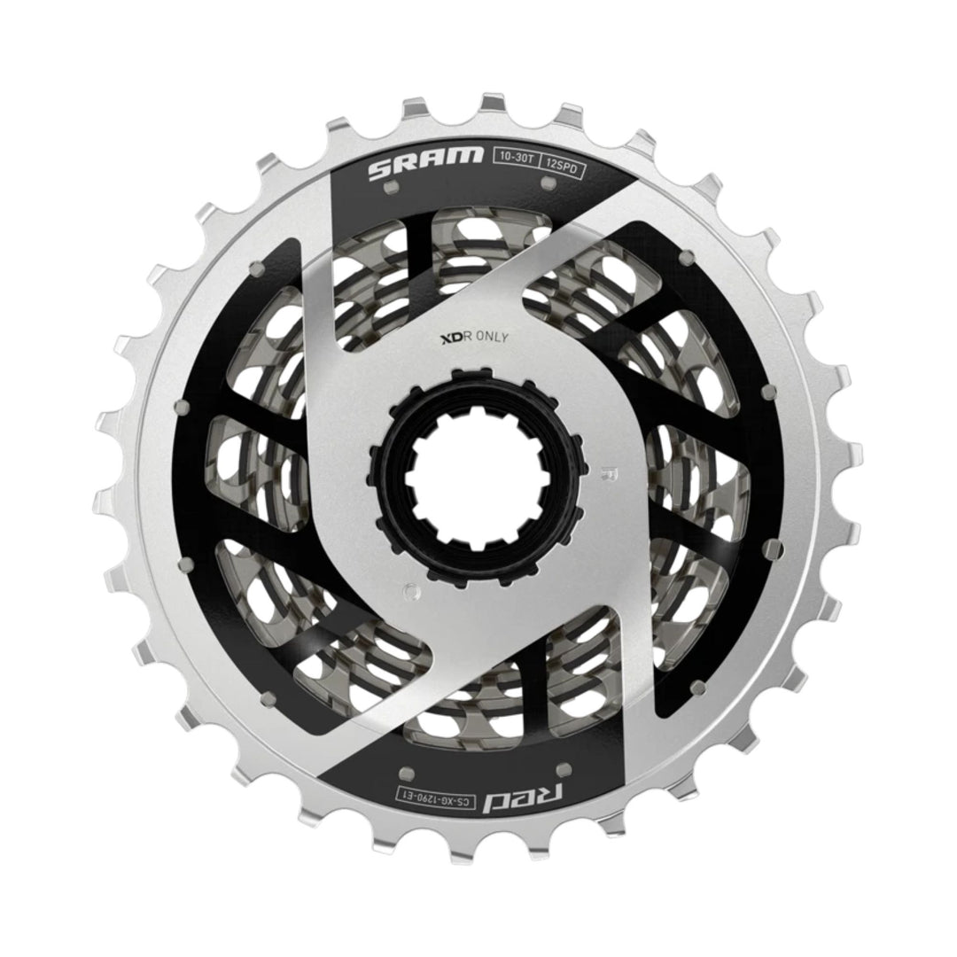 SRAM RED XG-1290 Cassette - 12-Speed 10-36t For XDR Driver Body Silver E1
