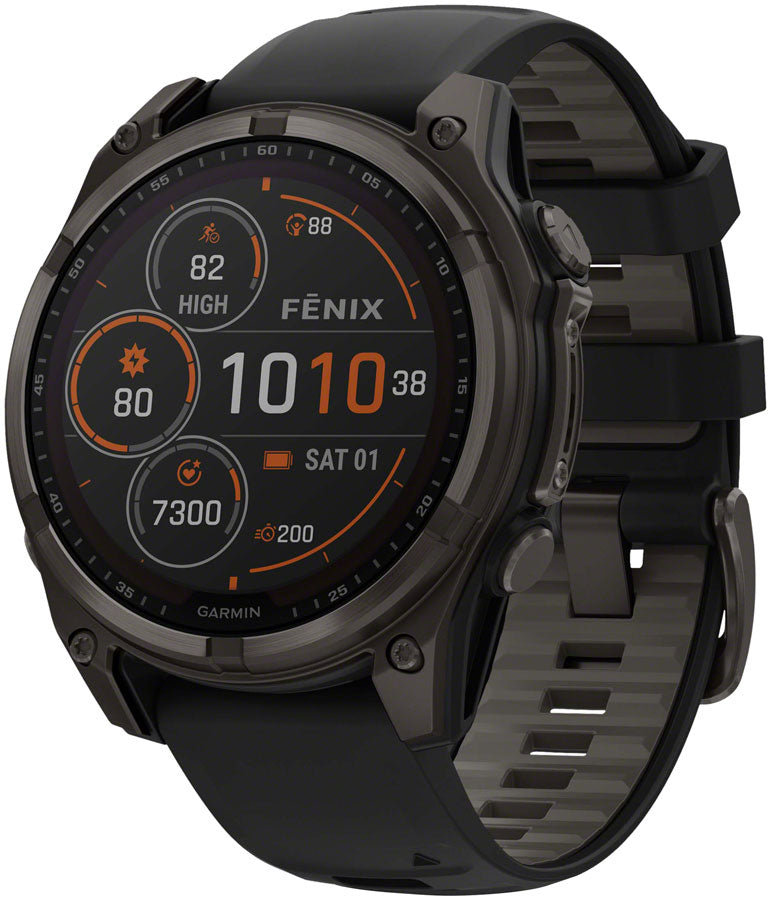 Garmin fenix 8 Smartwatch - 47mm Solar Sapphire Carbon Gray DLC Titanium BLK/Pebble Gray Silicone