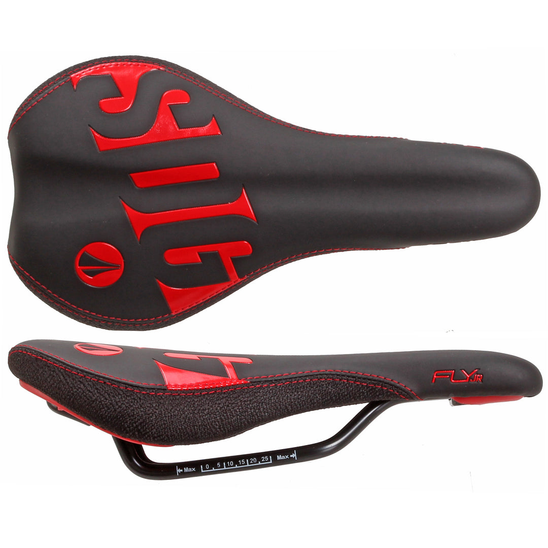 SDG Fly Jr Saddle Steel Rails - Blk/Red