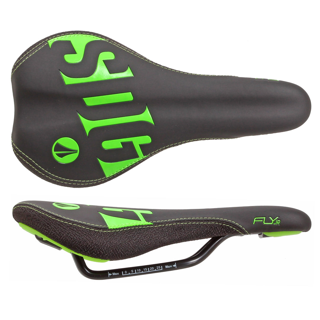 SDG Fly Jr Saddle Steel Rails - Blk/Green