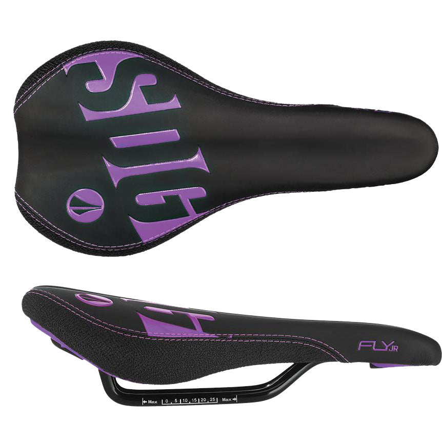SDG Fly Jr Saddle Steel Rails - Blk/Purple