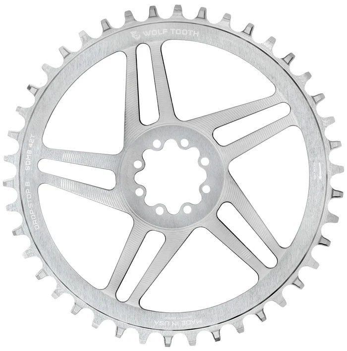 Wolf Tooth Components 8-Bolt Road/Gravel Chainring (Flat Top) 42T Silver